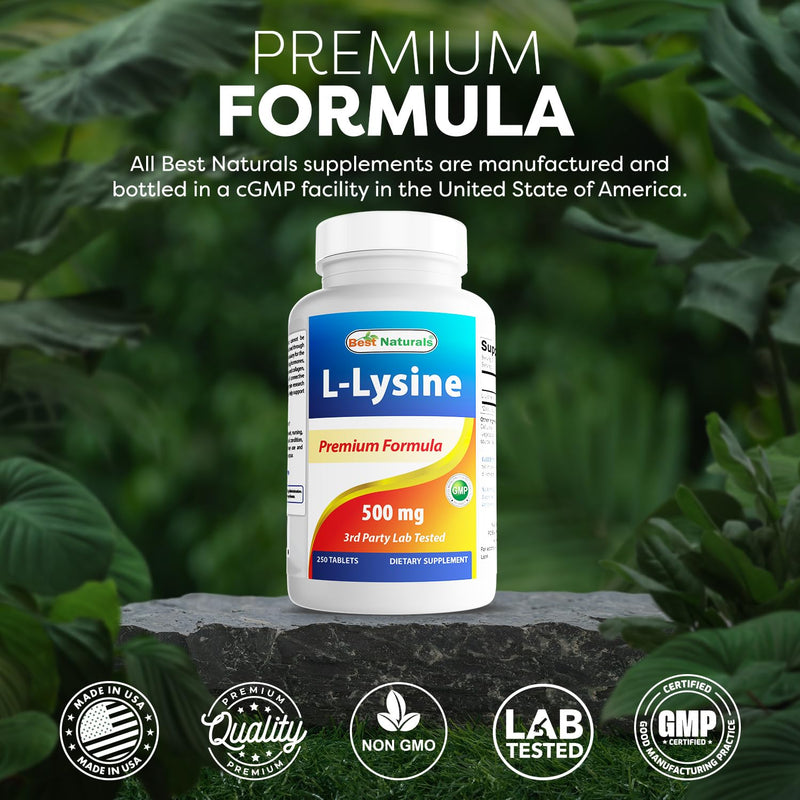 Best Naturals L-Lysine 500 mg 250 Tablets (250 Count (Pack of 2))