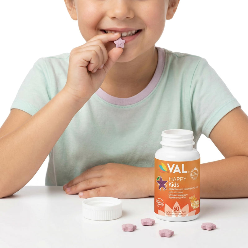 VAL Magnesium for Kids | High-Absorption Magnesium for Calm, Relaxation & Focus | Mg Glycinate, Citrate & Taurate | with Vitamin B6, D & C | Sugar-Free, Non-GMO | 60 Chewable Tablets Grape 60 Count (Pack of 1)