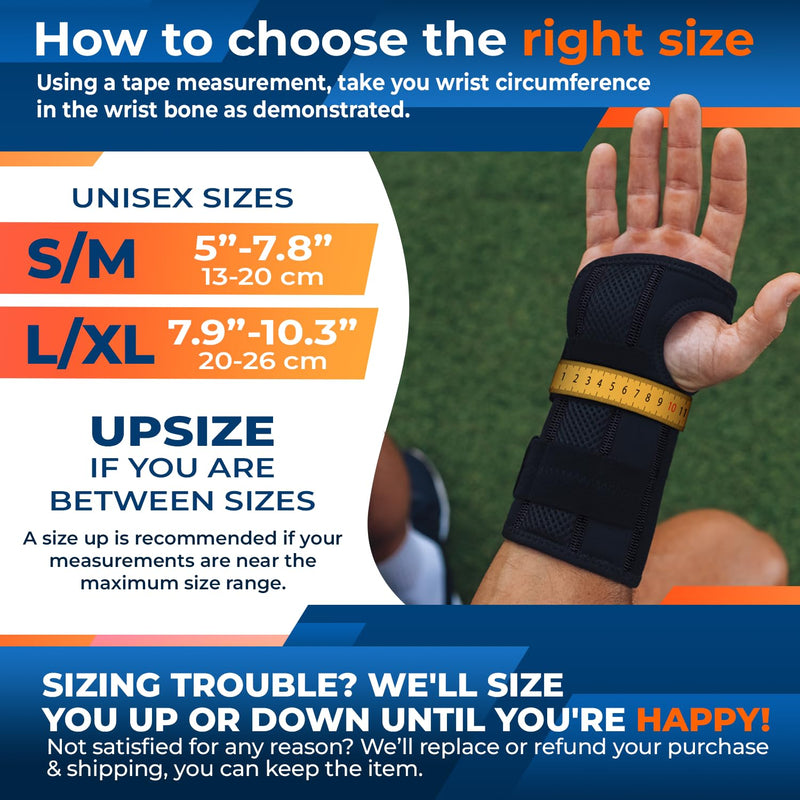 DR. BRACE Adjustable Wrist Brace Night Support for Carpal Tunnel, Doctor Developed, Upgraded with Double Splint & Therapeutic Cushion,Hand Brace for Pain Relief,Injuries,Sprains (S/M Right Hand, Black) Small/Medium (Right Hand)