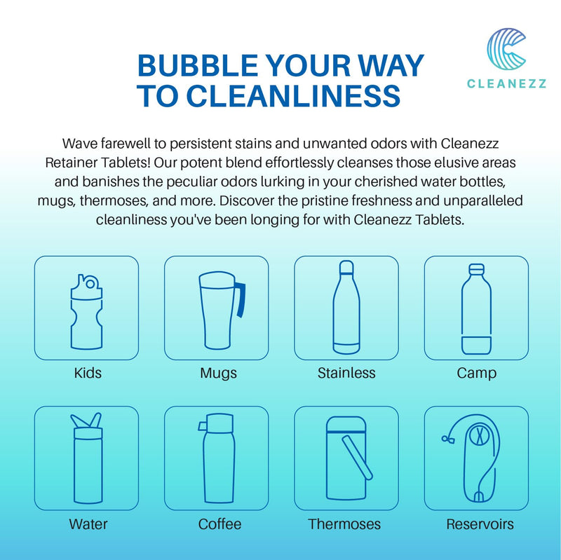 [Australia] - Cleaner Tablets: for Retainers, Dentures, Bottles & More - Odor, Plaque, Stain Removal, Includes Denture Bath, 4-Mo Supply 