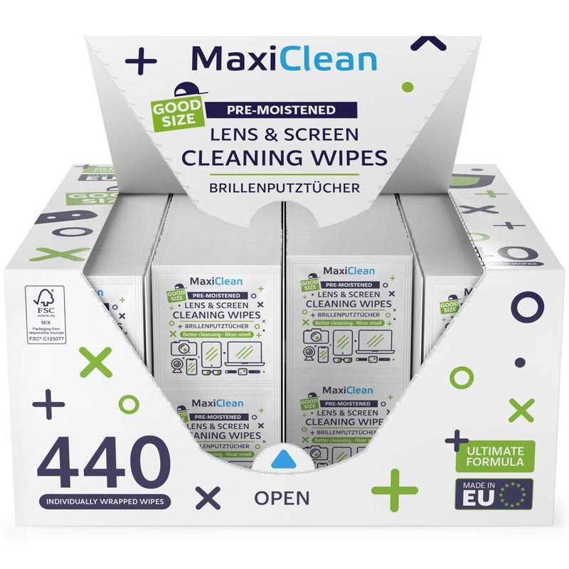 [Australia] - MAXI CLEAN glasses cleaning cloths - 440 glasses cleaning cloths moist - glasses cleaner wet wipes for glasses, laptop and PC screens, binoculars, optical lenses, watch glasses 