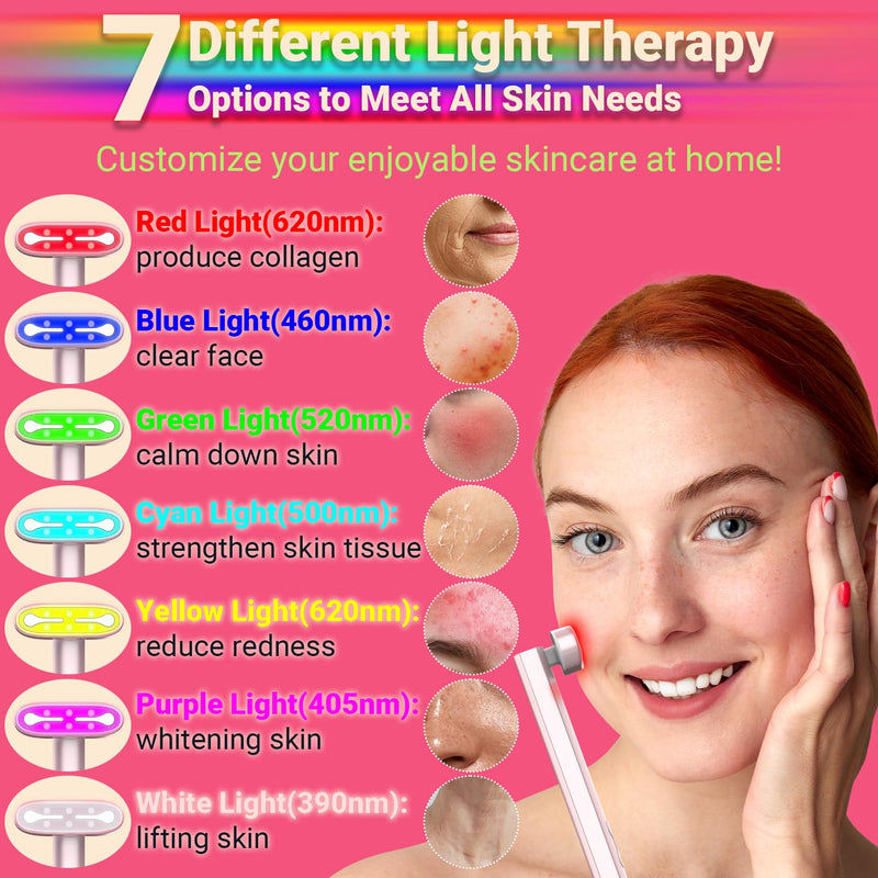 Acne Light Therapy Wand Red Light Therapy for Face - ROSIONG LED Facial Skin Red Blue Light Therapy Wand Device at Home