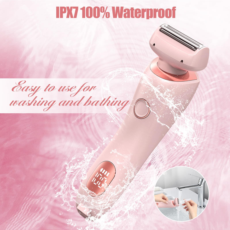 [Australia] - Livora Electric Shaver for Women, The Silk Glide Pro 3.0 Razor, Dusk Razor for Women, 2 in 1 Wet & Dry Painless Hair Removal with 2 Removable Heads for Bikini, Leg, Armpit, Body (Pink) 
