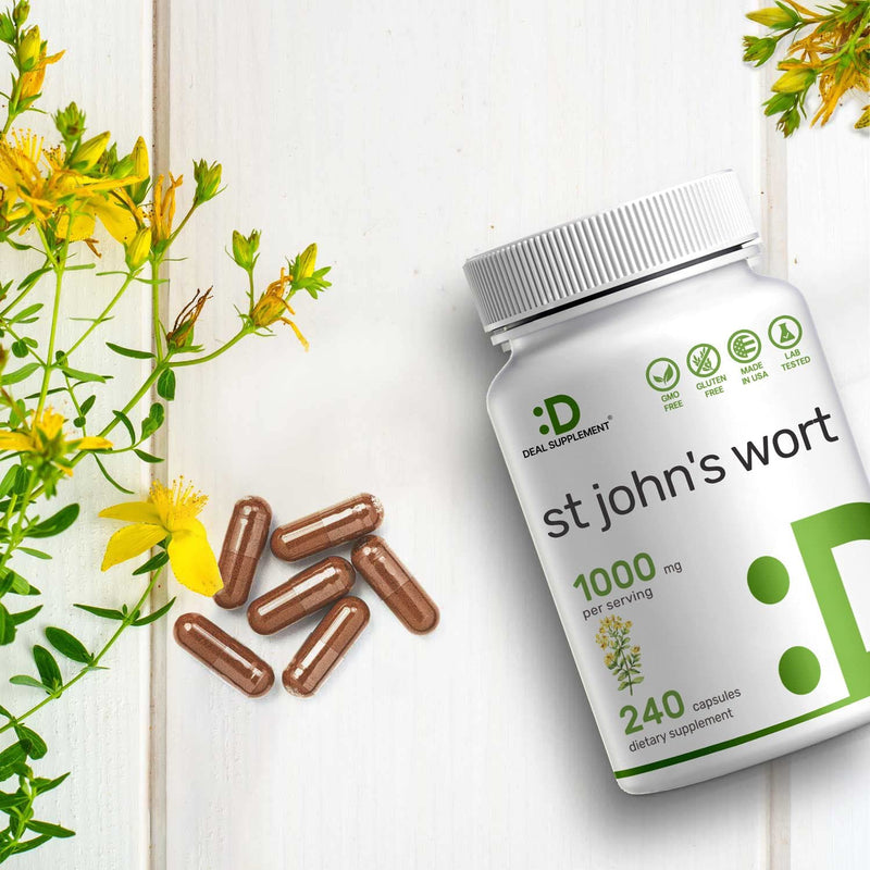 [Australia] - DEAL SUPPLEMENT St. John's Wort Extract 1000mg - 240 Capsules, Retains 3000mcg Active Hypericins | Premium North American Source 