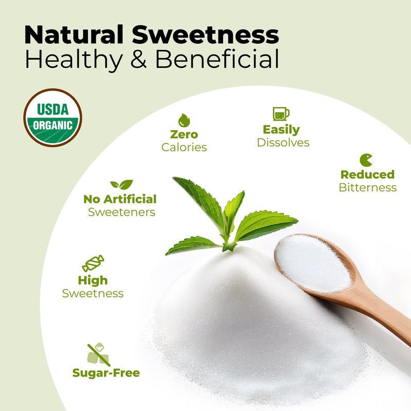 [Australia] - Organic Stevia Extract Powder 13oz (370g) | Pure | Sugar-Free | 0 Calories | No Additives | Dissolves Easily | Super Sweet Sugar Substitute | Natural Sweetener 