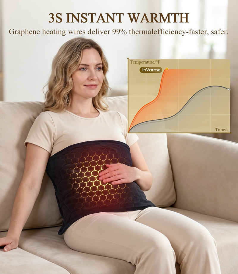 Extra-Hot Heating Pad for Back: Deep Relief Chronic Lower Back Pain | Far Infrared Hottest 160℉ 3s Fast Heat - Relaxation Muscle for Seniors Women Men - 12" x 50" 8 Temps & 4H Auto Off (Medium)