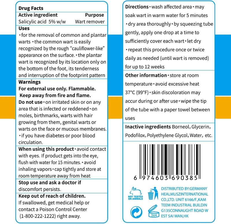 [Australia] - Wart Remover Liquid 5% Salicylic Acid Wart Freeze Off Wart Removal,Wart Remover Freeze Off for Genital,H Wa rt,Common,Flat, Corn, Callus, Plantar Wa rt Remover on Feet,H 30ml 