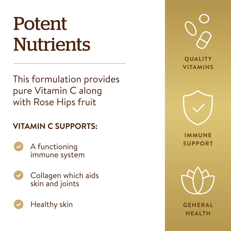 Solgar Vitamin C 1500mg with Rose Hips - Healthy Immune System - Antioxidant - Vegan - 180 Tablets