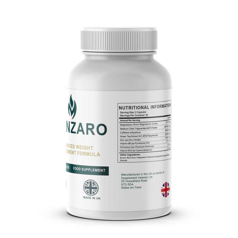 MONZARO Advanced Weight Management Formula – 60 Capsules – Premium Natural Fat Burner & Metabolism Booster – Appetite Suppressant & Energy Support – UK Made Food Supplement