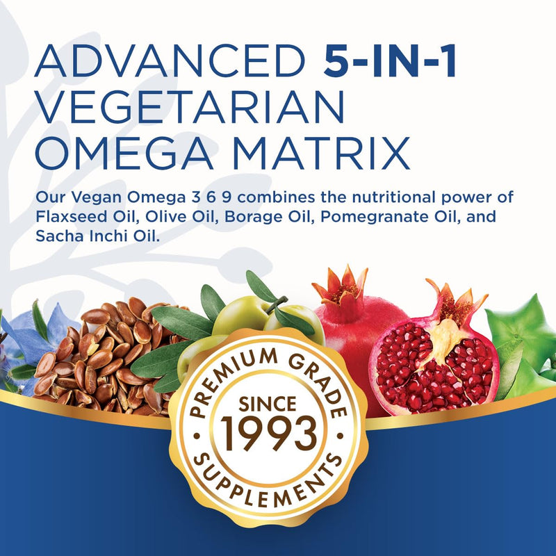 [Australia] - Purity Products Omega 3-6-9 Vegan and Vegetarian Omega Formula - “5 in 1” Essential Fatty Acid Complex - Scientifically Formulated Plant-Based Omega 3 6 9 Essential Fatty Acids (EFA) - from (60) 60 