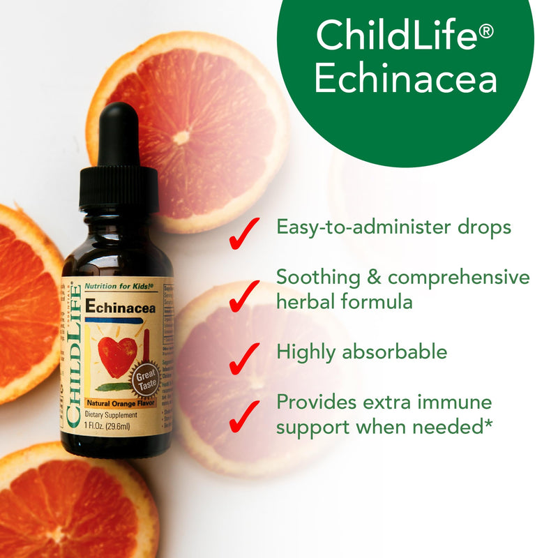 CHILDLIFE ESSENTIALS Echinacea for Kids, Orange, 1 Fl Oz (Pack of 3) | Kids Echinacea Drops, Vitamin Tincture, Alcohol Free Supplement, Babies, Toddlers, Children, Natural Orange Flavor 1 Fl Oz (Pack of 3)