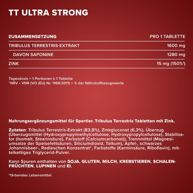 [Australia] - IronMaxx TT Ultra Strong Tribulus Terrestris - 180 tablets | 1600mg Tribulut Terrestris extract per tablet | Highly dosed with zinc 1 piece (pack of 180) 