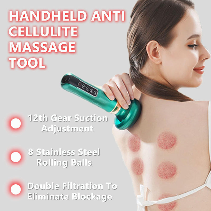 [Australia] - Cellulite Massage Tool,Cellulite Massager Electric Fat Remover with 12 Suction Modes,Rechargeable & Cordless,Intelligent Cupping Massager for Arms,Legs,Back Used at Home(Green) Green 