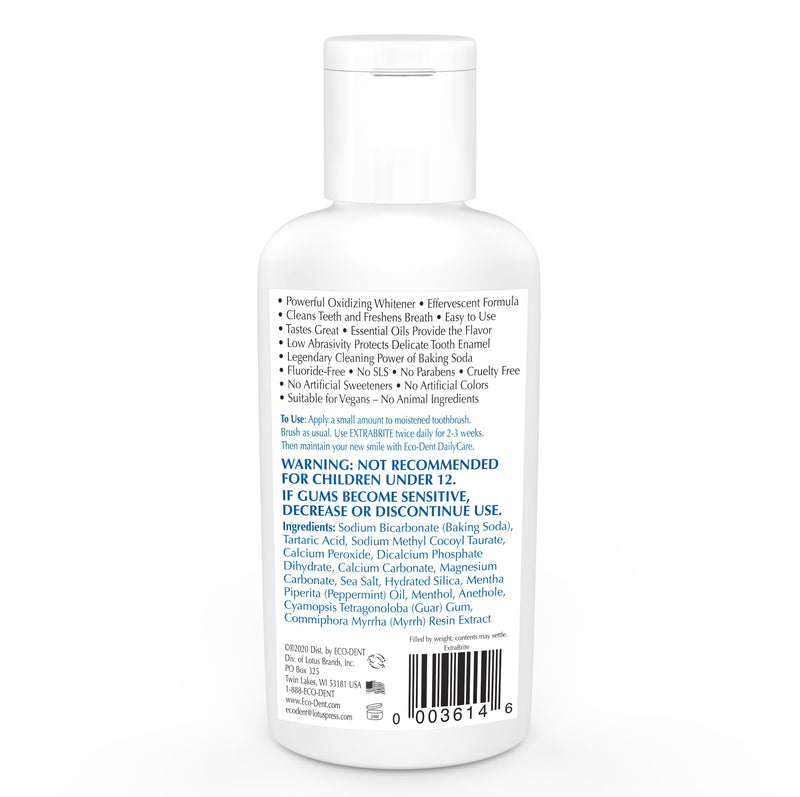 [Australia] - Eco-Dent ExtraBrite Baking Soda Toothpowder, Mint - Fluoride-Free Toothpaste Powder, SLS-Free Tooth Powder with Oxidizing Calcium Peroxide, Whitening Toothpaste Alternative, 2 Oz Ea (Pack of 2) 