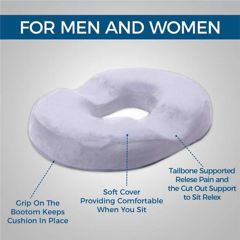 [Australia] - Donut Pillow Hemorrhoid Seat Cushion - Orthopedic Memory Foam – Contoured Luxury Comfort, Pain Relief and Supports Prostate, Pregnancy, Post Natal Sciatica Coccyx, Surgery & Tailbone Pressure Dr Flink 