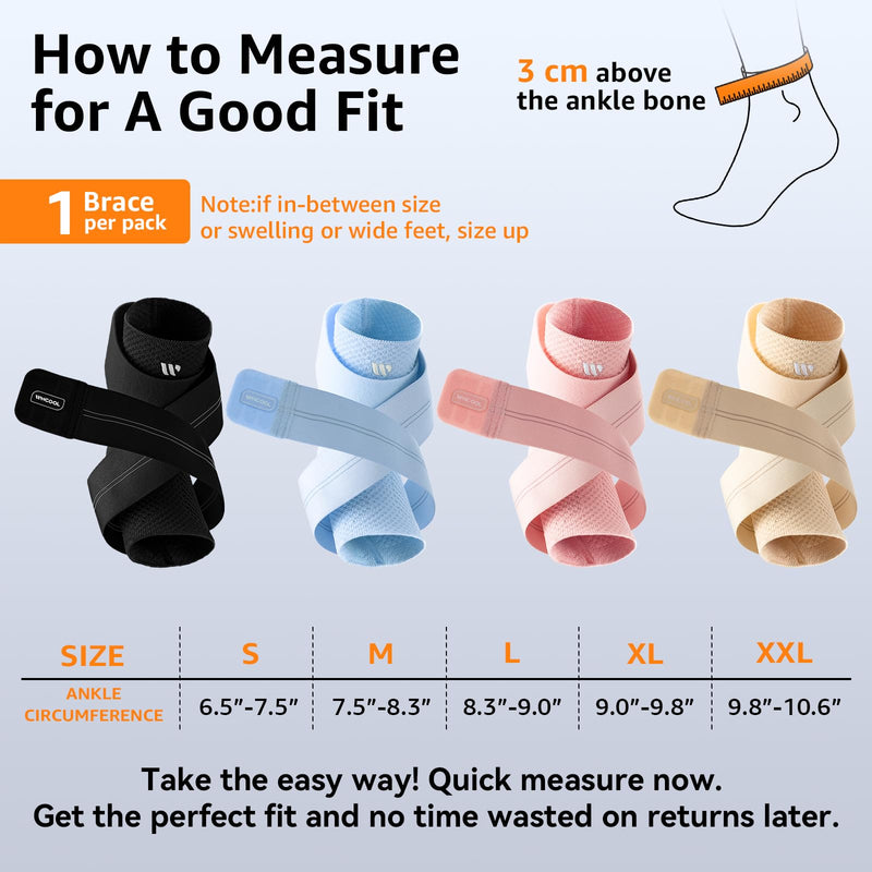 Flat Knitting Ankle Brace For Women&Men, 7-Zone Dynamic Compression Sleeve w/Flex Strap,Foot Support For Sports, Sprained Ankle, Achilles Tendonitis, Plantar Fasciitis Relief(Pack of1)M, Black