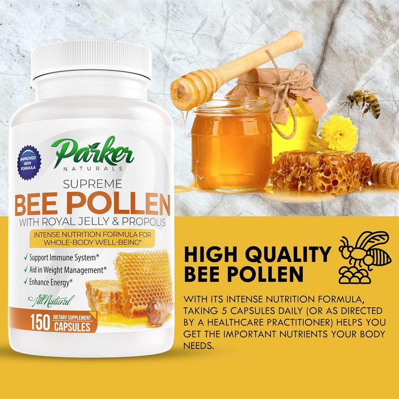 [Australia] - Best Bee Pollen, Royal Jelly, Propolis - Made by USA Bee Keepers - 150 Vegetarian Capsules - Made in GMP Certified Facility! 