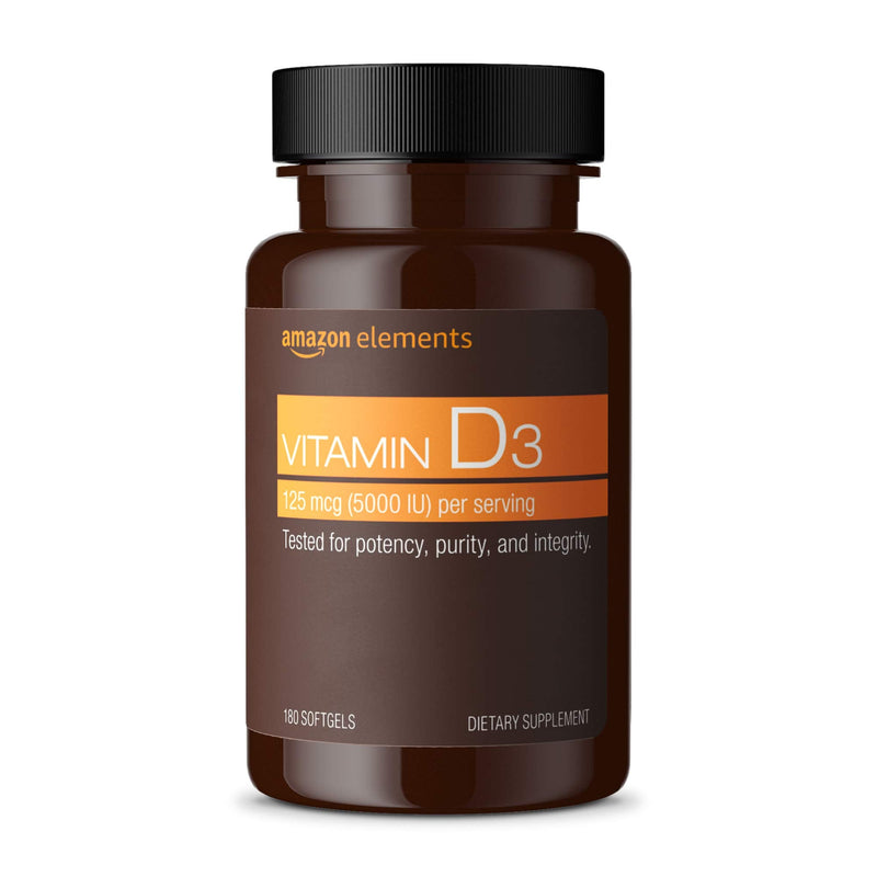 Amazon Elements Vitamin K2 (100 mcg, 65 Capsules) and Vitamin D3 (5000 IU, 180 Softgels)