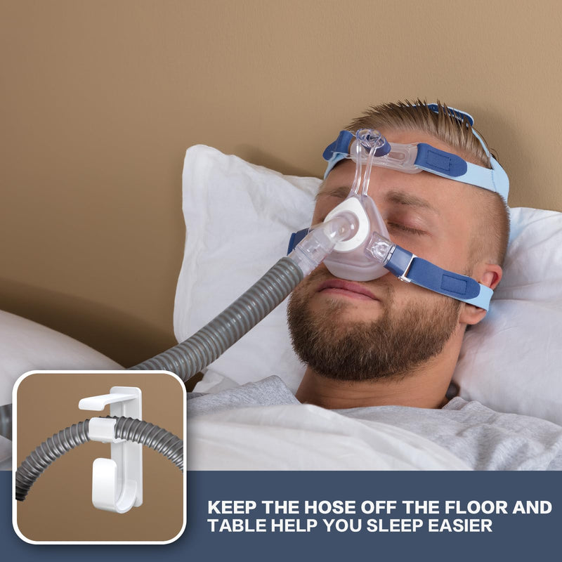 [Australia] - 2PCS CPAP Hose Holder - CPAP Mask Hook with Anti-Unhook Feature Hose Organizer Use CPAP Supplies and CPAP Machine to Help You Sleep Better with 4 Picture Hanging Strips 2-PCS White 