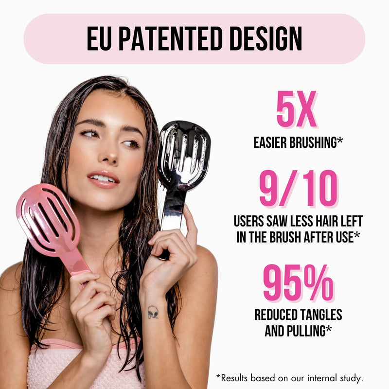 Detangling Brush - Vented for Fine, Wavy, Straight, Curly or Thick Hair, No-Pull Design (Pink Chrome) Pink Chrome