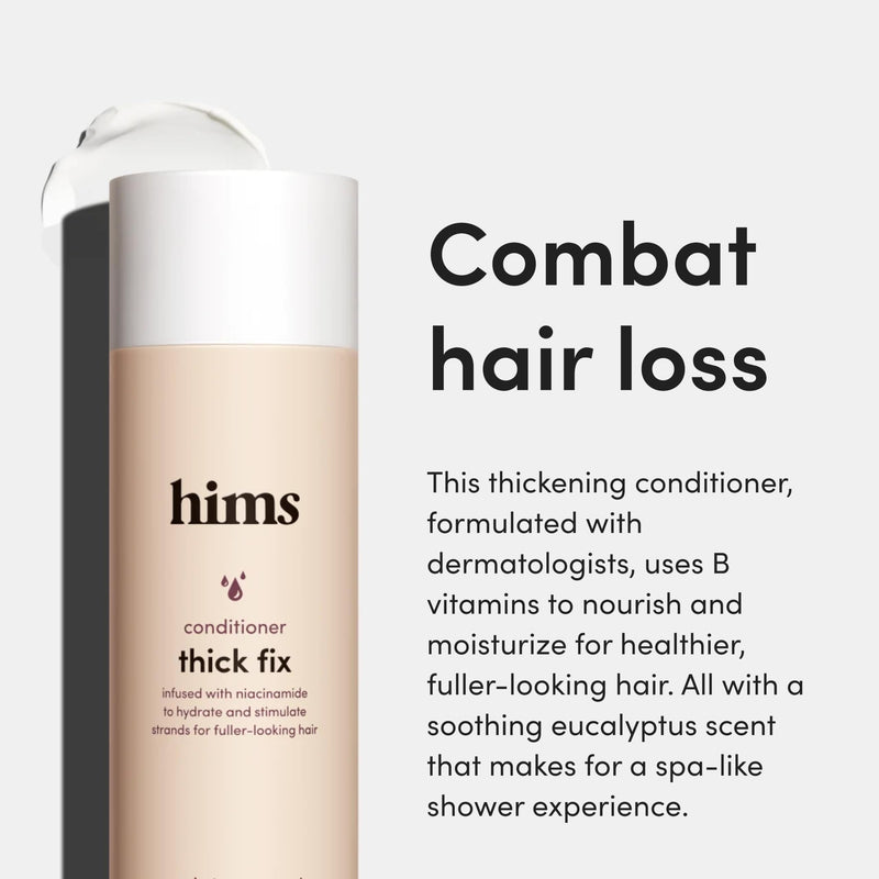 hims Thick Fix Shampoo & Conditioner Set for Healthy Hair Growth & Thickening - Eucalyptus Scent, 6.4 fl oz & hims Minoxidil 5% Topical Solution, Hair Loss & Regrowth Treatment for Men, 2 fl oz