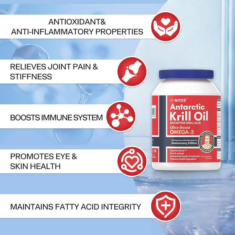 [Australia] - NYO3 Krill oil in 90 capsules Krill Oil Pure Norway 270 mg Omega 3 Krill pure fish oil 150 mg EPA 70 mg DHA, 560 mg phospholipids, 70 mg choline and 85 mcg astaxanthin 