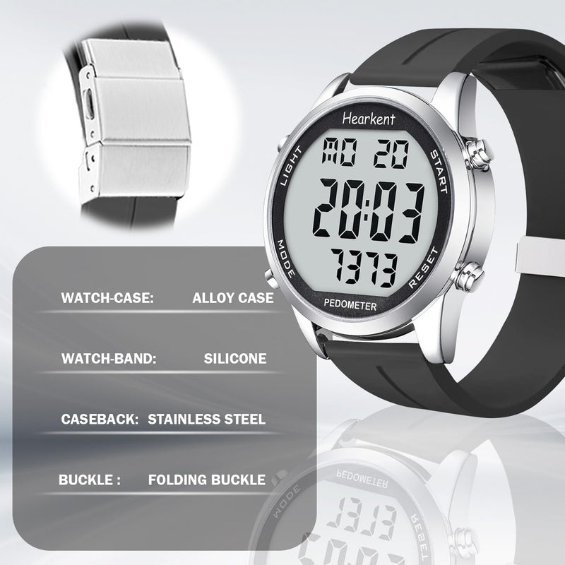 [Australia] - Pedometer Watch for Walking for Senior Non Bluetooth No App Required with Steps Calories Counter and LCD Large Numbers black 