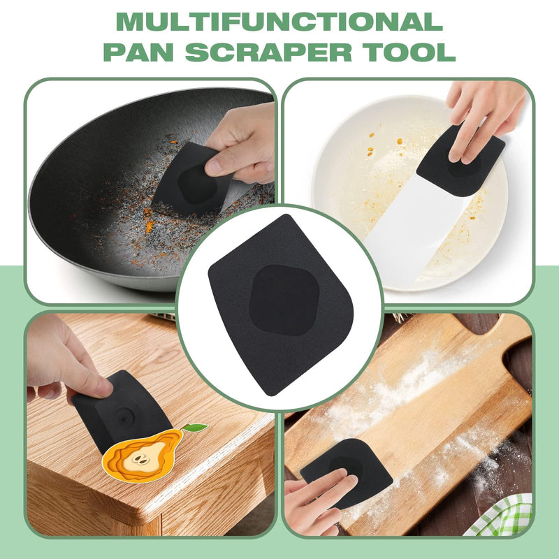 [Australia] - Cast Iron Scrubber with Long Handle | 316 Cast Iron Cleaner Chainmail Scrubber for Cast Iron Pan Skillet Cleaner - Dish Scouring Pad Dishwasher Safe Cleaning Kit (Black, 1 Scrubber + 1 Scraper) Black, 1 Scrubber + 1 Scraper 