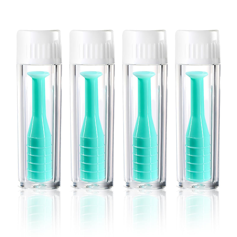 [Australia] - Set of 4 Contact Lens Suckers, Contact Lens Remover Insertion Aids, for Soft and Hard Lenses, Odorless Silicone Includes Storage Case (Green) Green 