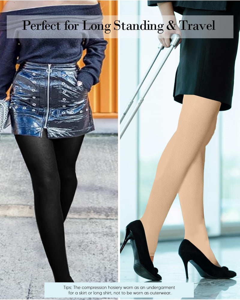 [Australia] - Medical Compression Pantyhose for Women 8-15mmHg, Graduated Support Footless Compression Tight, High Waist Circulation Compression Leggings, Comfort All Days, for Varicose Veins, Leg Pain(Black, XL) Large-X-Large Black 