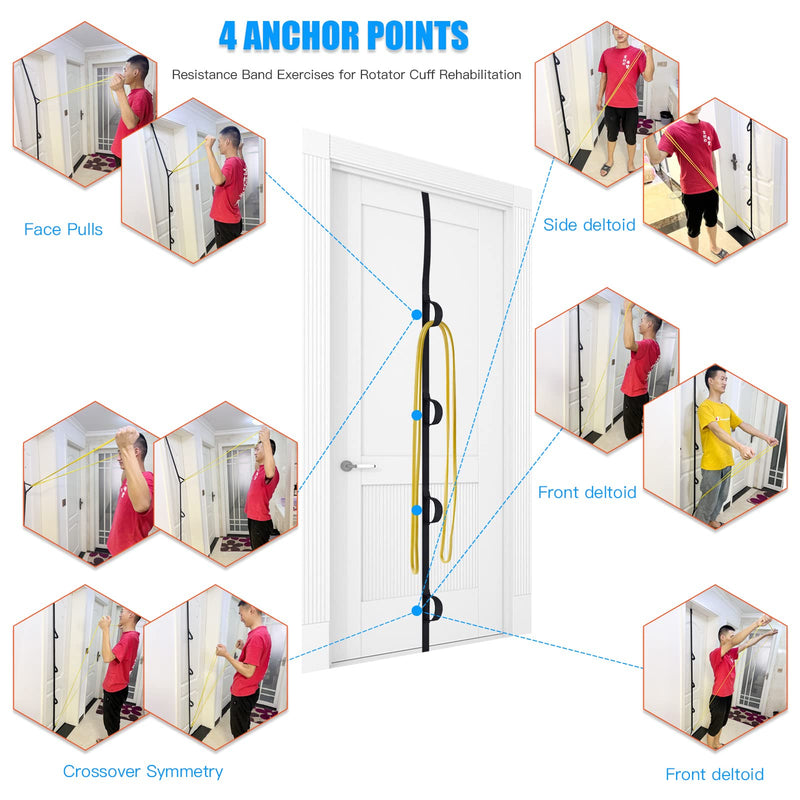[Australia] - Shoulder Rehab Pulley System with Foam Handles│Arm Pulley with Muti-Anchor Door Strap for Physical Therapy Exercises │Latex Resistance Bands for Assisting Rotator Cuff, AC Joint, Shoulder Pain 