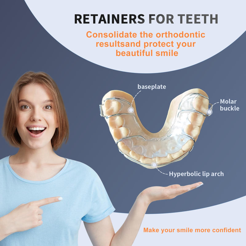 [Australia] - 2 Hawley Retainer for Custom Teeth Retention, Custom-Fit Two Retainers for Upper and Lower Teeth - Comfortable and Durable 