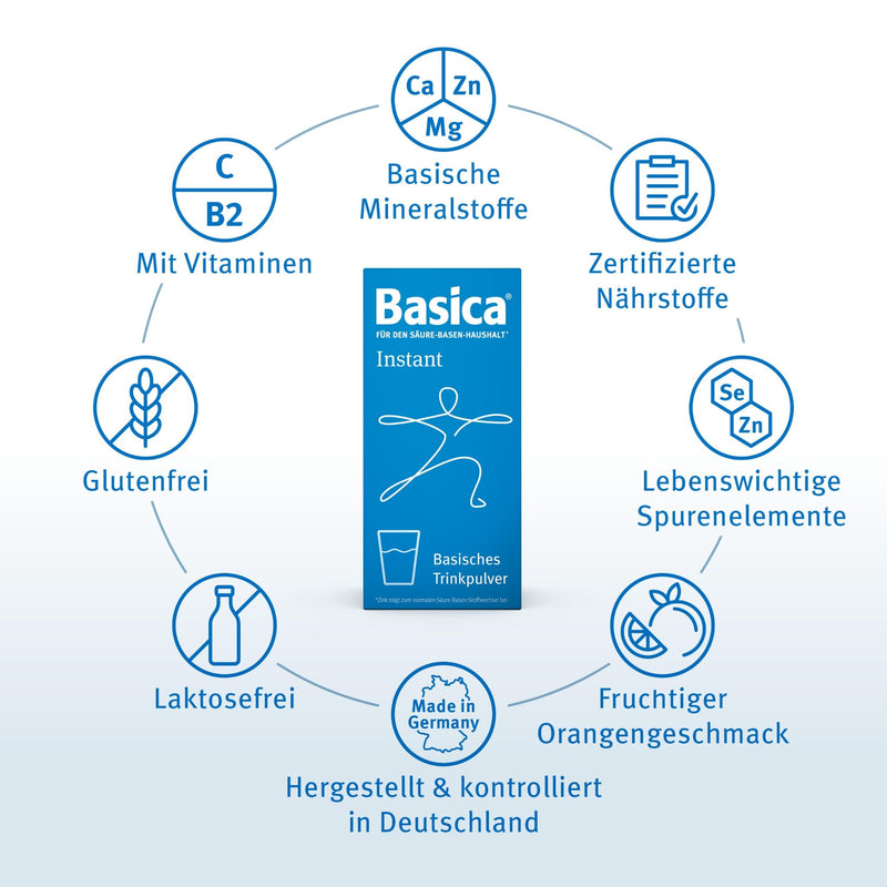 [Australia] - Basica® Instant base powder with a fruity orange flavor for dissolving in water | for a normal acid-base balance | vegan | lactose-free | various basic minerals | 300 grams Basica Instant 300 g (pack of 1) 