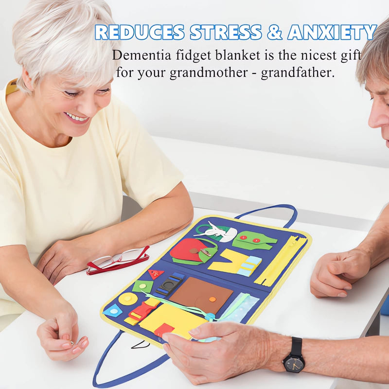 [Australia] - Dementia Fidget Blanket, Dementia Activities for Seniors, Alzheimer's Products Busy Blanket, Fidget Toy Sensory Blanket for Autism, Alzheimer's and Dementia, Anxiety Relief 