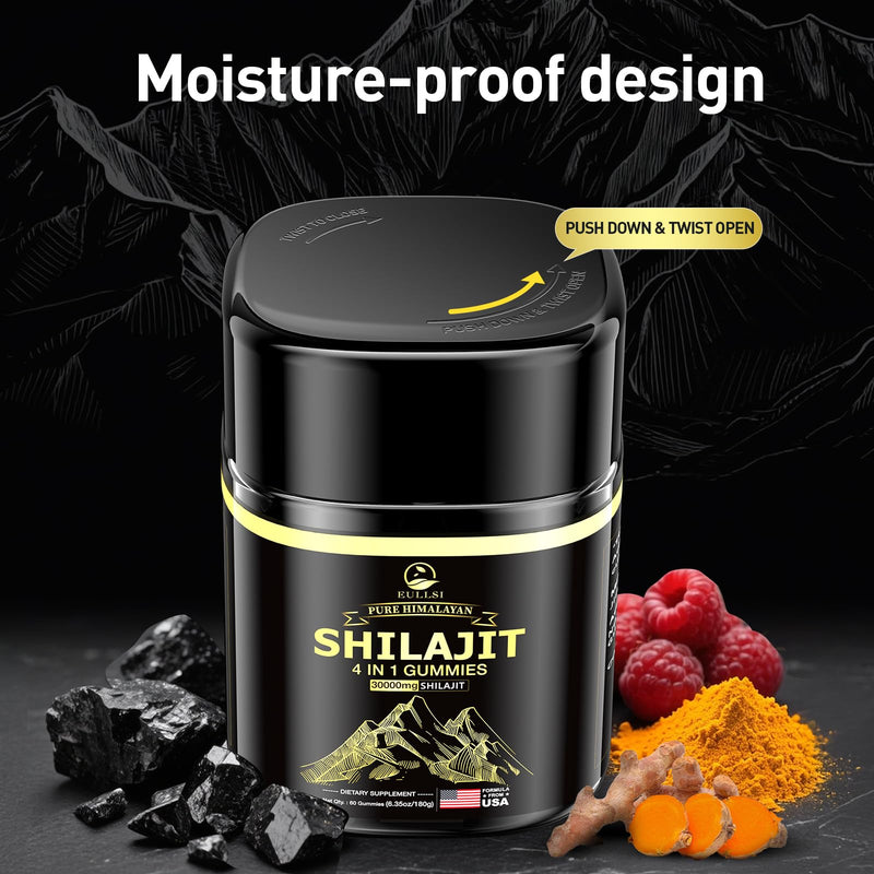 [Australia] - Pure Himalayan Shilajit Gummies for Men & Women, Organic Ashwagandha Gummies, 85+ Trace Minerals & 75% Fulvic Acid for Energy, Stamina & Immune Support, Vegan Non-GMO, 60 Count 60 Count (pack of 1) 