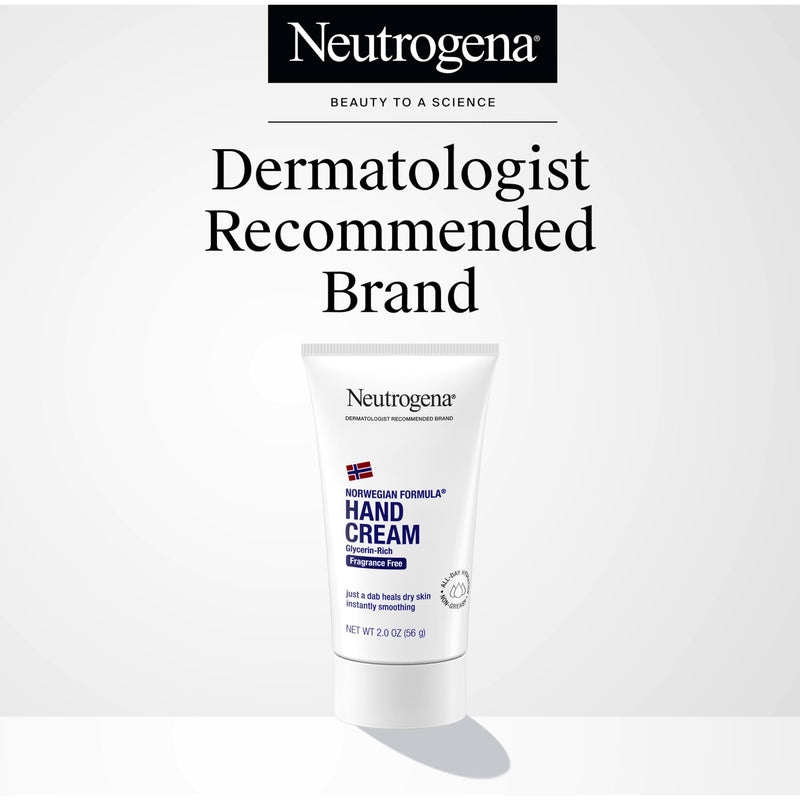 Neutrogena Norwegian Formula Hand Cream, Fragrance Free, 6 x 2 oz | Glycerin, For Dry Hands, Concentrated Relief, Over 200 applications 2 Ounce (Pack of 6)