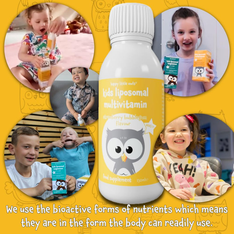 Kids Vitamins Strawberry Bubblegum Multivitamin 150ml – Liposomal Liquid for Kids, Babies 1+ & Toddlers, Vitamin C, D3, B12, Vegan Gluten Free, 30 Servings by Lipolife