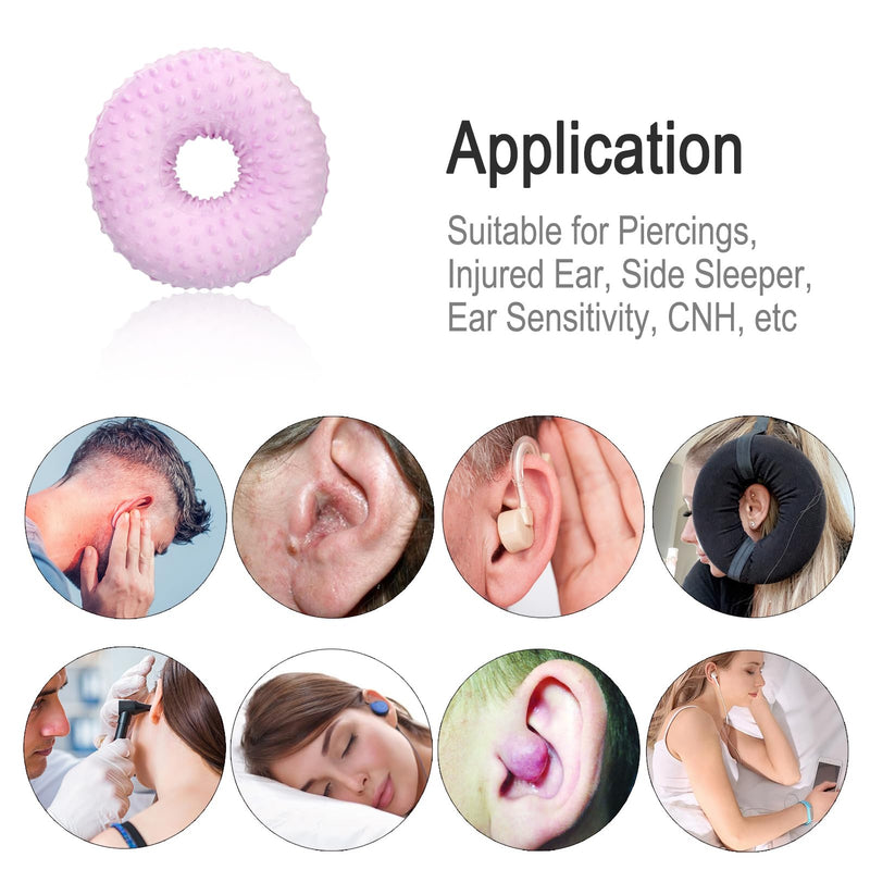 [Australia] - Ear Piercing Pillows with Washable Covers for Side Sleepping with an Holes Full Open Zipper CNH Pressure Sore Relief O-Shaped Cartilage Support Protector Cushion Minky Dot Lavender 