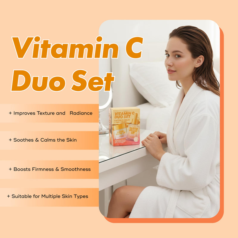 Vitamin C Serum & Cream Duo Set – Dermatologist Tested, Anti Aging Korean Skin Care – Hydrates, Smooths Fine Lines, Supports Collagen Production - Vegan, Clean Beauty Vitamin C Serum and Cream