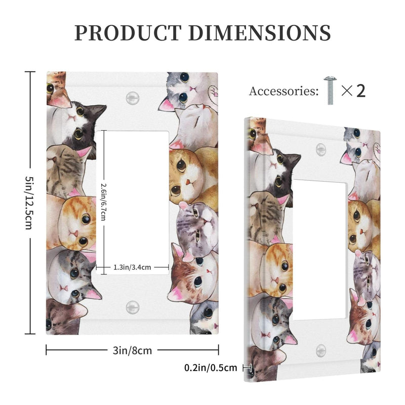 [Australia] - Decorative Outlet Wall Plate Lovely Kitten Cats 1 Gang Rocker Decorative Switchplate Faceplate Gfci Light Switch Covers for Farmhouse Home Decor 1-Gang Rocker /5 x 3 IN 