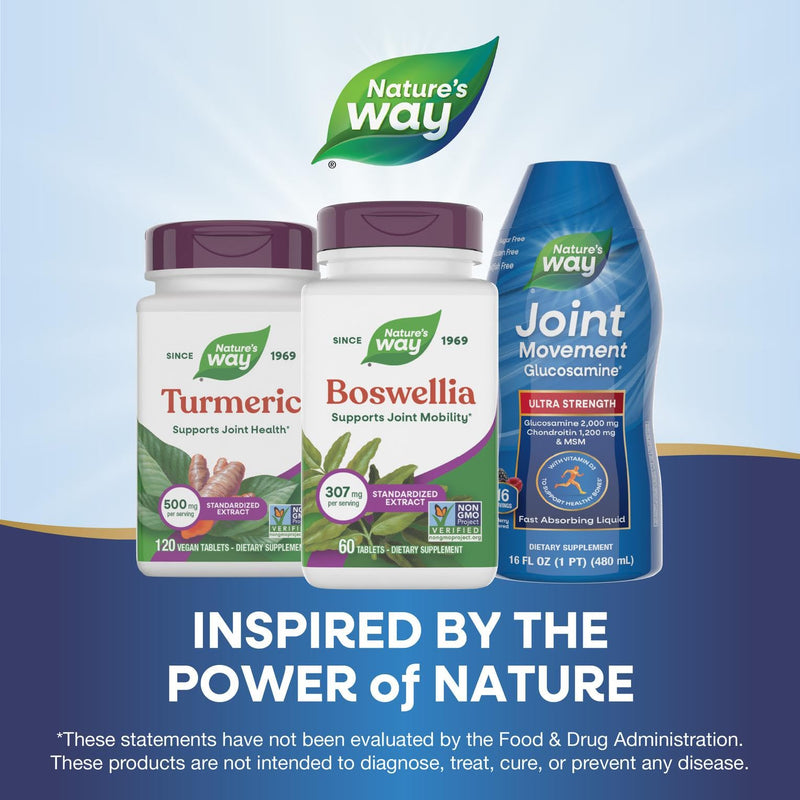 Nature's Way Boswellia Standardized Extract, Supports Joint Mobility*, 307 mg Boswellia serrata Extract per Serving, Frankincense Supplement, Gluten Free & Vegan - 60 Tablets (Packaging May Vary) 60 Count (Pack of 1)