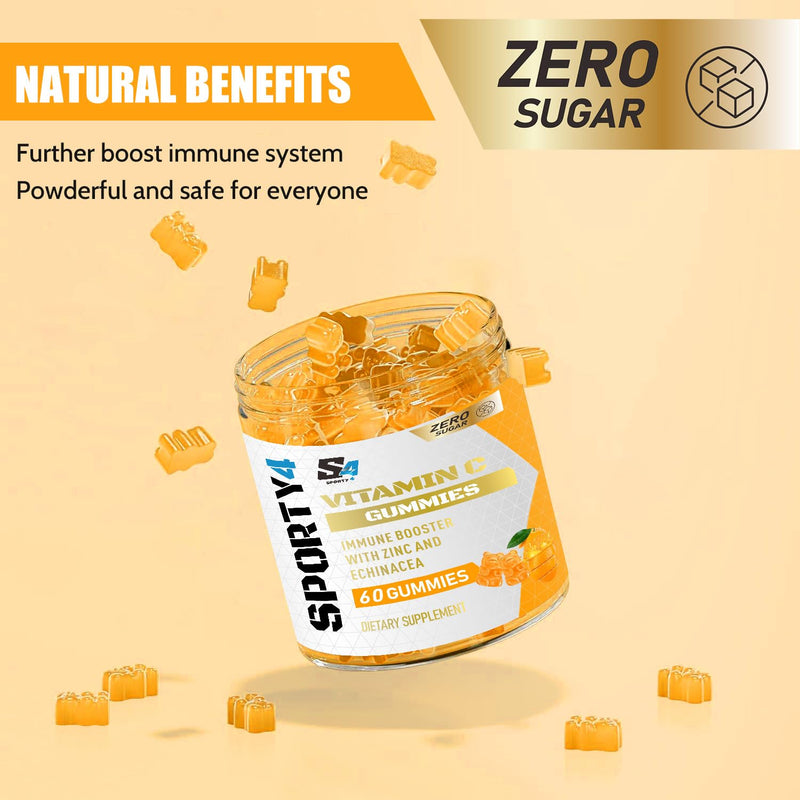 High Strength Vitamin C no creatine (Ascorbic Acid) Gummies + Zinc – Zesty Orange Flavour – Chewable Vegan Gummy Supplement – Immune, Collagen, Energy & Antioxidant Support – 1 Month Supply