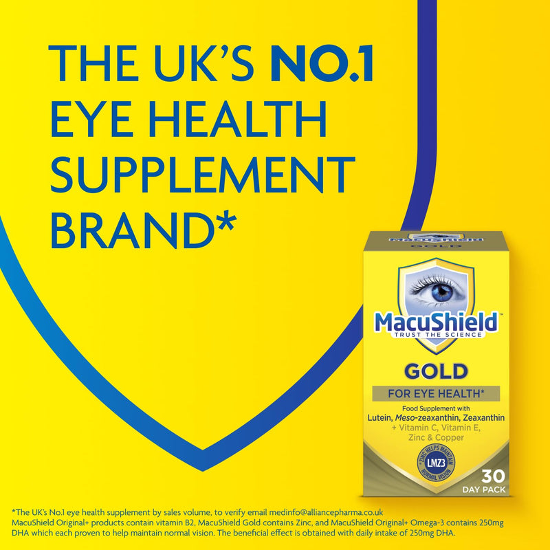MacuShield Gold – 30-Day Pack, Eye Health Supplement* with Lutein, Zeaxanthin and Meso-zeaxanthin, as Well as Zinc which Helps Support Normal Vision