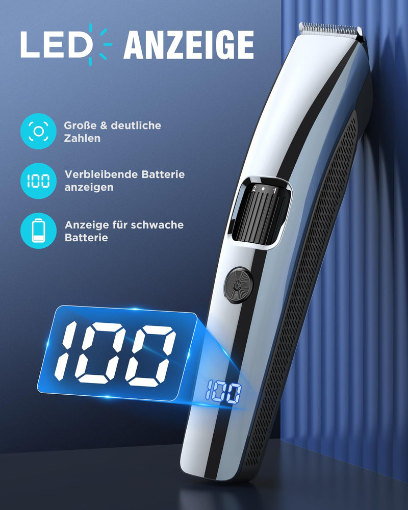 [Australia] - Men's Beard Trimmer, Men's Electric Shaver with Battery Indicator, Beard Trimmer Hair Trimmer with Zoom Wheel (1-10 mm), Facial Hair Trimmer, Intimate Razor Shaver, Full Body Hair Groomer for Men, USB 
