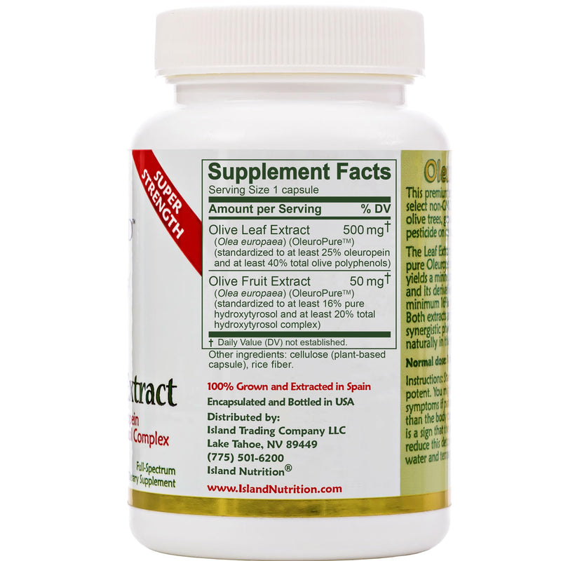 [Australia] - Olive Leaf Extract Capsules – 25% Oleuropein (40% Total Polyphenols), Plus 20% Hydroxytyrosol Complex – 100% Grown & Extracted in Spain (90 Capsules) 