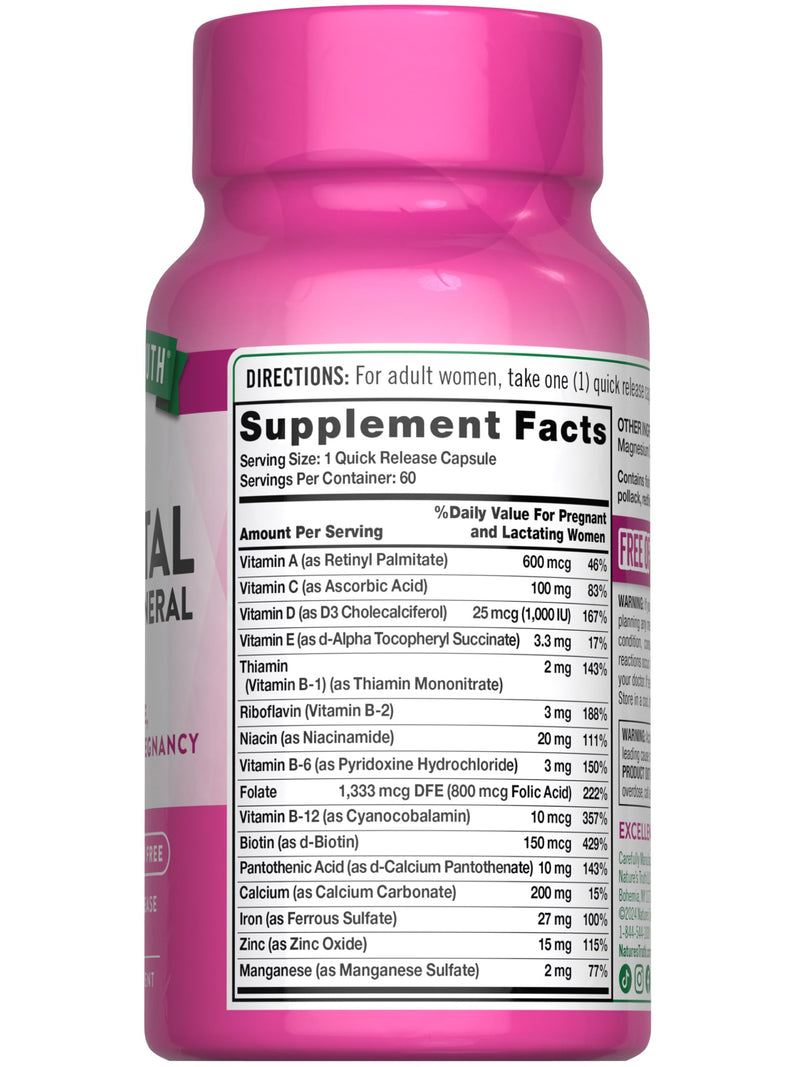 [Australia] - Nature's Truth Prenatal Vitamins With Folic Acid | 60 Capsules | Non-GMO & Gluten Free Supplement 60 Count (Pack of 1) 