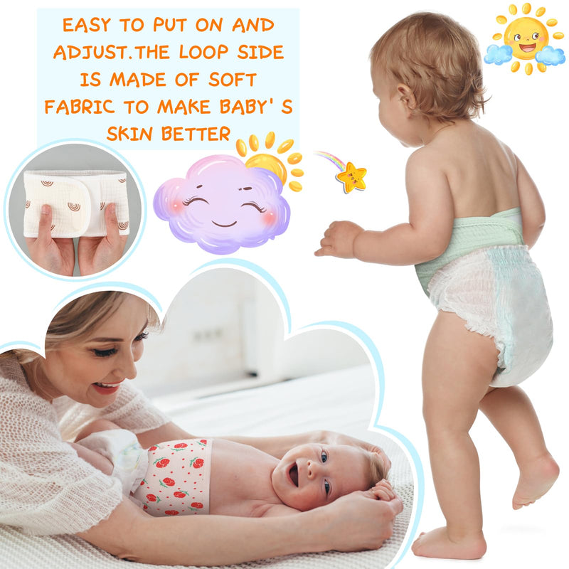 [Australia] - 8 Pcs Baby Infant Umbilical Cord Comfort Adjustable Cotton Belly Band for Protection, Baby Gifts for 0 To12 Months (Cute) Cute 