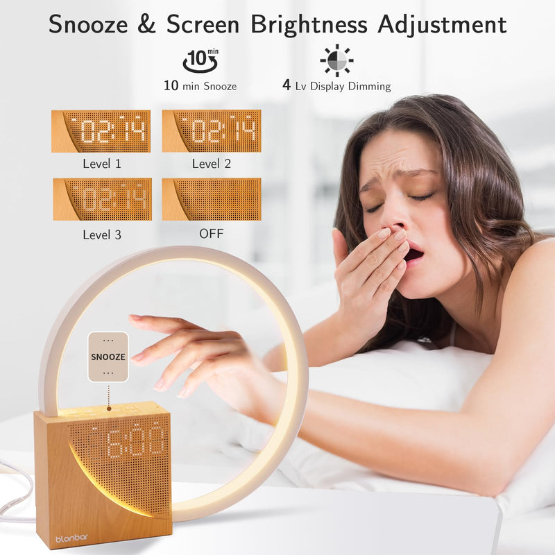 [Australia] - blonbar 10W bedside lamp with USB charging function, wake up light, alarm clock, touch control, dimmable table lamp, sleep aid for babies and adults, 3 levels of brightness, night light for bedroom, living room... yellow 
