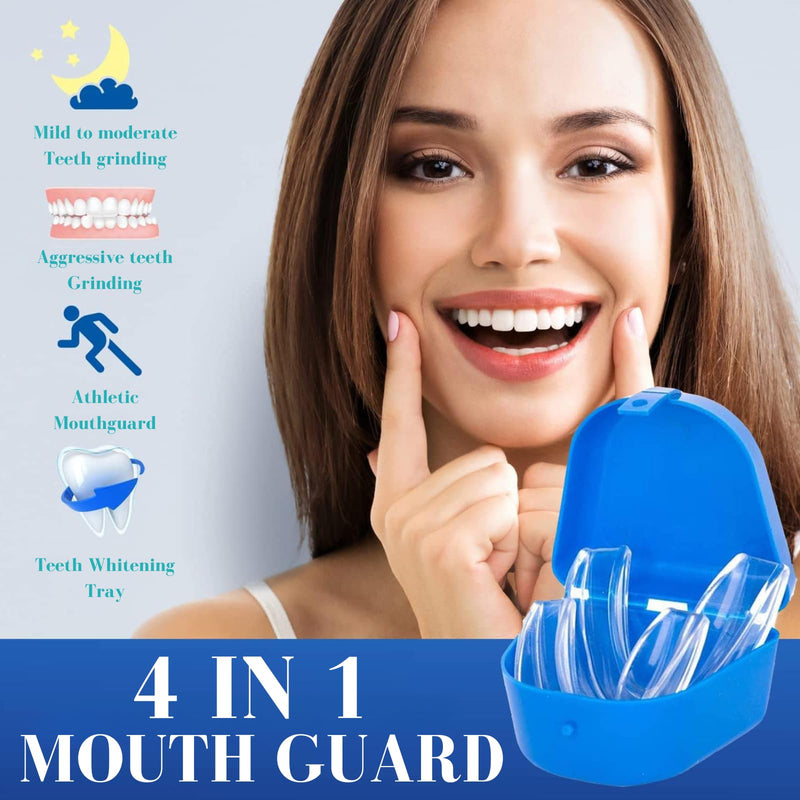 [Australia] - Grinding splint for night, dental splint mouth guard set of 4, bite splint for night, used for reducing teeth grinding, effective snoring stopper, bite splint teeth, improves sleep 
