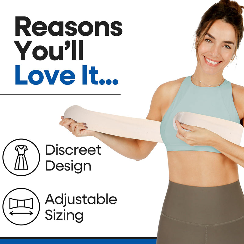 [Australia] - Post Op Breast Augmentation Band | Breast Implant Chest Brace For Women | Compression Wrap Post Surgery Bra Belt | No Bounce Stabilizer Strap | Sport Bra Alternative For Running Working Out (Fits Most) Beige 